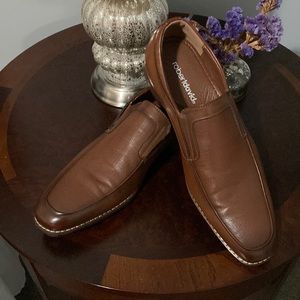 ROBERT WAYNE Bono Men's Loafers Leather Stitched & Embossed Carmel Color Size 11